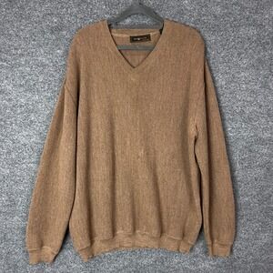 Peru Unlimited Mens V Neck Sweater Large‎ Brown Baby Alpaca Wool Blend XL